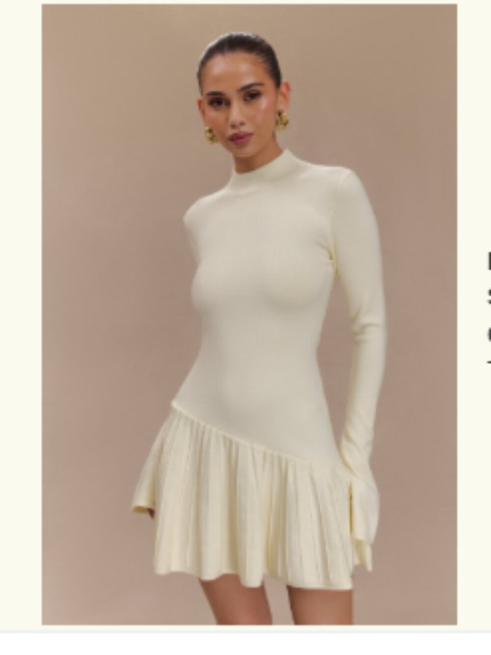 Blair Knit Mini Dress With Pleats - Ivory
